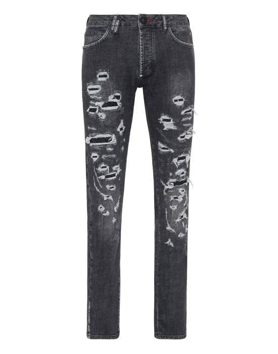 Denim Trousers Super Straight Cut Destroyed