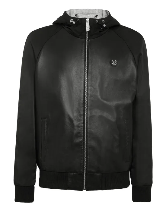 Leather Hooded Jacket