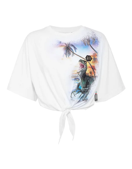 Cropped T-shirt Round Neck Hawaii