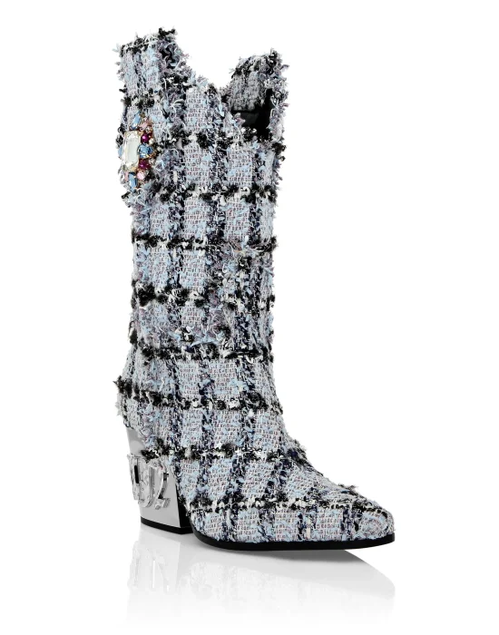 Cowboy Boots Mid Flat Gothic Plein