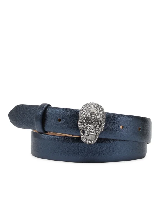 Leather Glitter Belt Skull