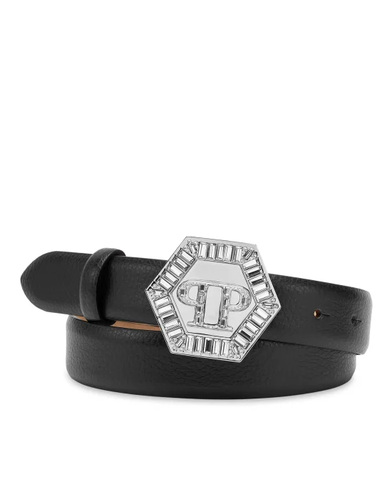 Leather Glitter Belt Hexagon