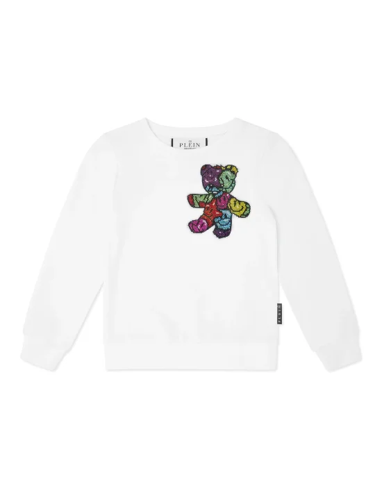 Oversized Sweatshirt with Crystals Smile