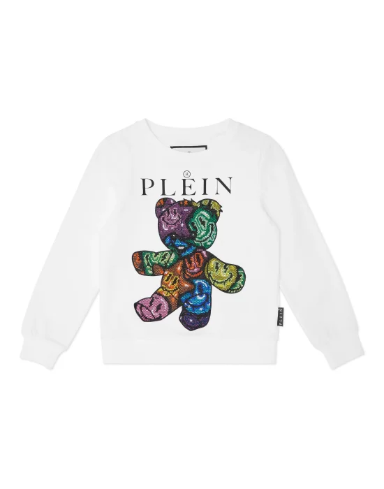 Oversized Sweatshirt with Crystals Smile