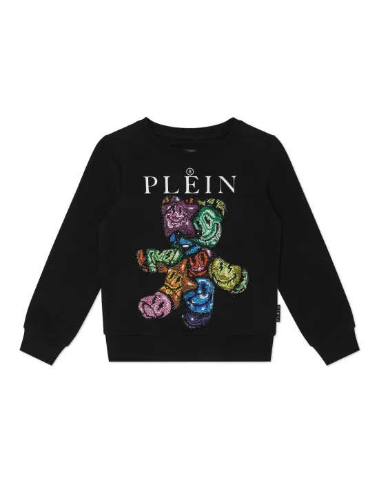 Oversized Sweatshirt with Crystals Smile