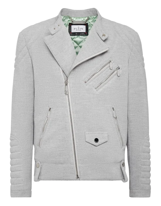 Woolen Cloth Biker Jacket Gothic Plein