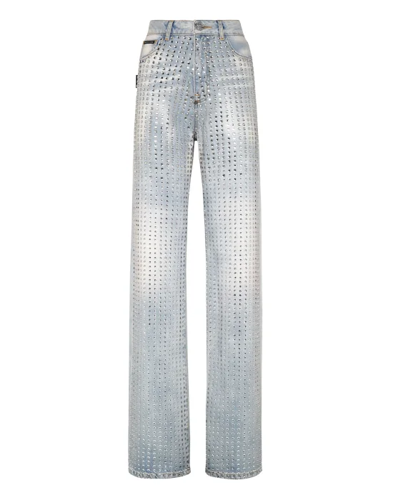 Denim Trousers Palace Fit Crystal Pinstripe
