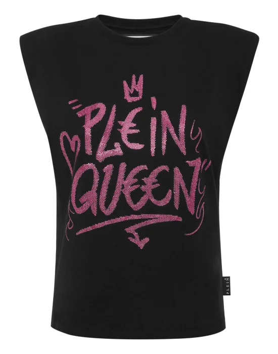 Sleeveless T-Shirt Sexy Pure with Crystals
