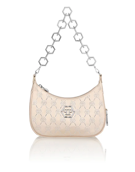 Satin Shoulder Bag Monogram Strass