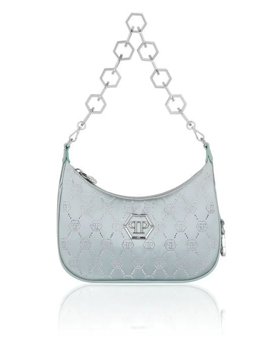 Satin Shoulder Bag Monogram Strass