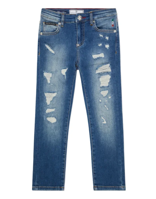 Denim Super Straight Cut Trousers Cars Racing
