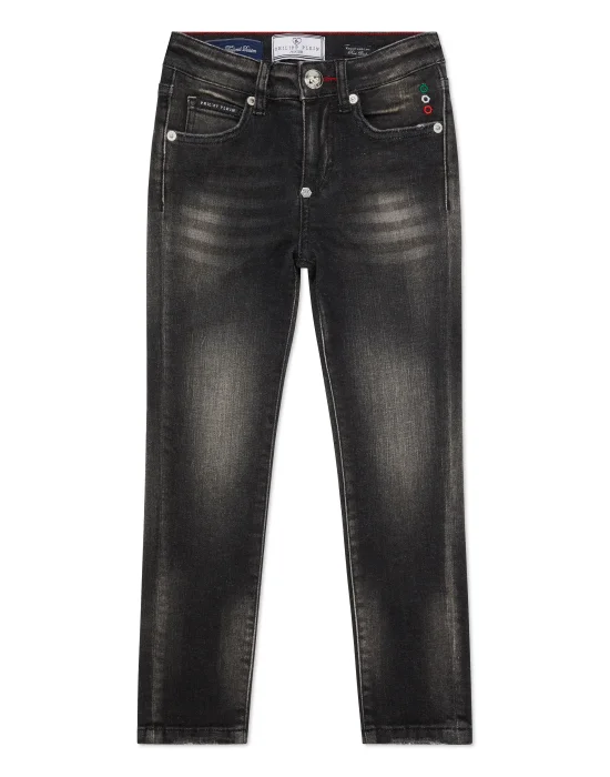 Denim Skinny Fit Trousers Italic Plein