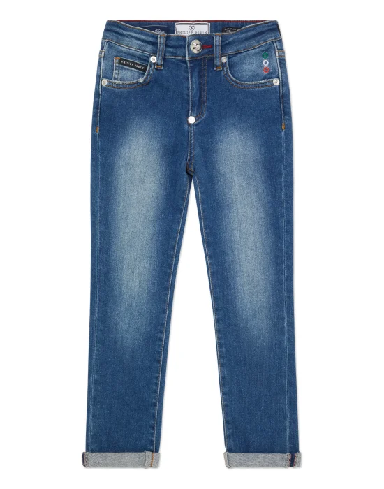 Denim Skinny Fit Trousers Italic Plein