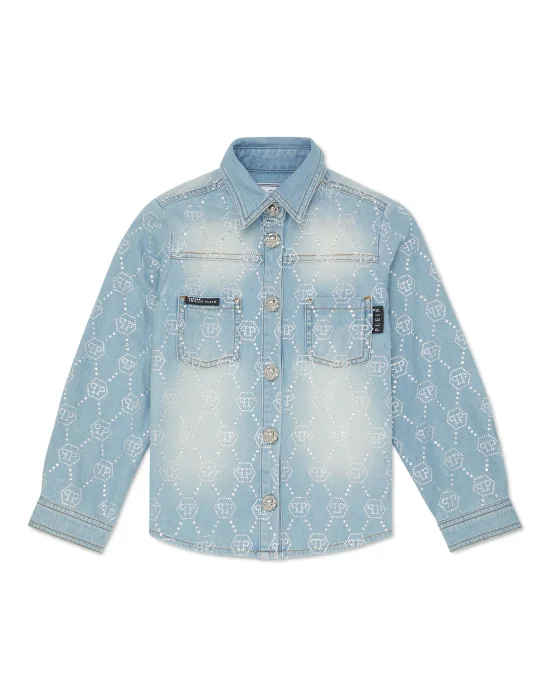 Denim Shirt LS Monogram Strass