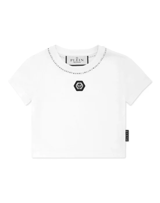 Cropped T-shirt Strass Round Neck SS