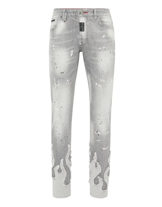 Denim Super Straight Cut Fit Trousers Flame