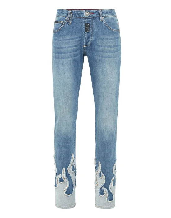 Denim Super Straight Cut Fit Trousers Flame