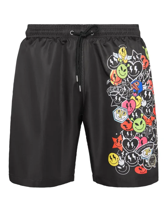 Jogging Printed Shorts with Plein Smile