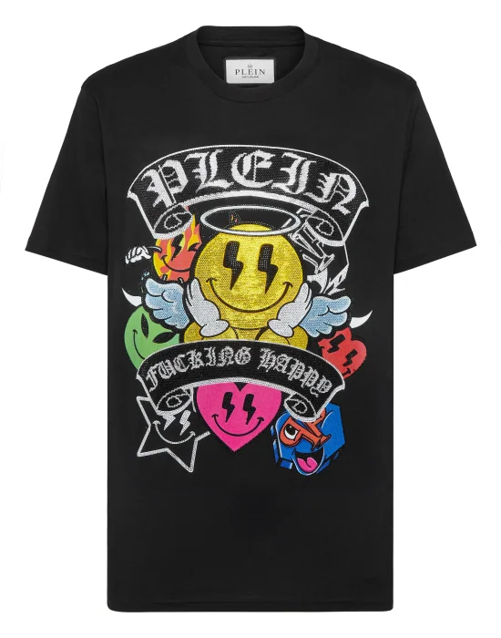 T-shirt Round Neck SS Strass Smile