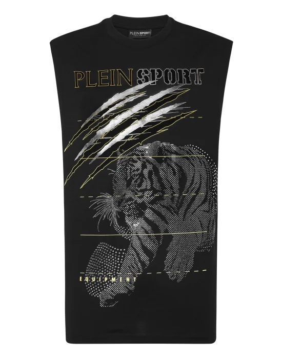 Cotton Dotted T-shirt Round Neck Sleeveless Lamina Tiger