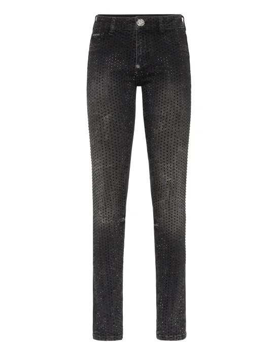 Denim Jegging Fit Trousers Strass