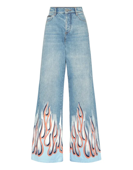 Denim Skater Fit Trousers Flame