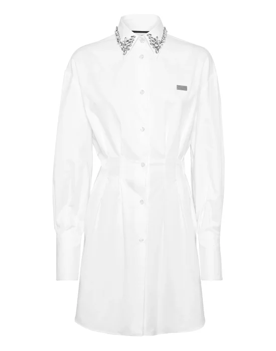 Mini Shirt Dress LS Strass
