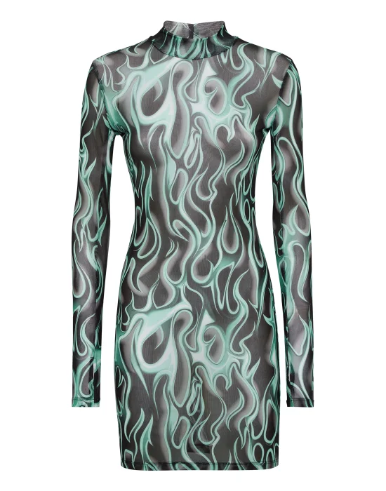 Tulle Mini Dress LS Flame