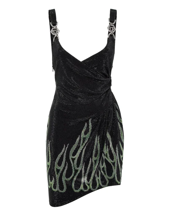 Jersey Strass Mini Dress Flame