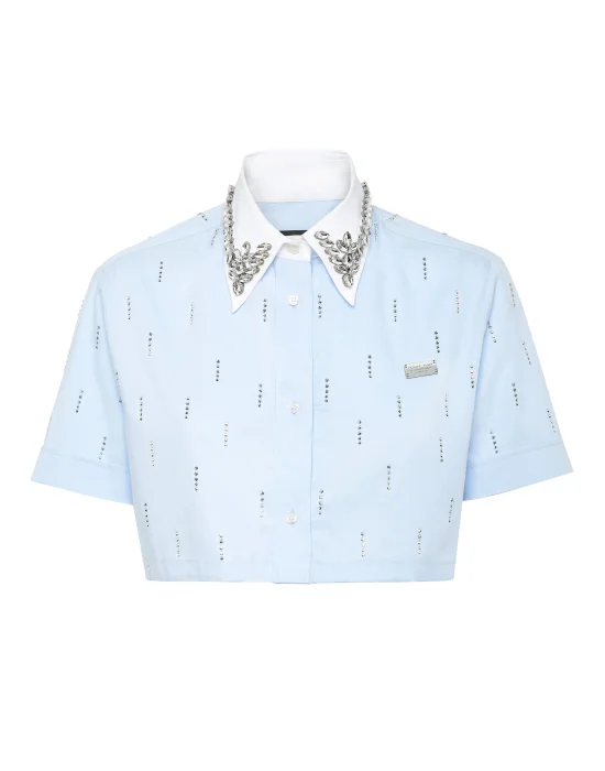 Poplin Cropped Shirt SS Strass