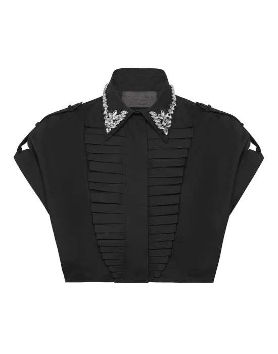 VOLANT CROPPED SHIRT SS STRASS