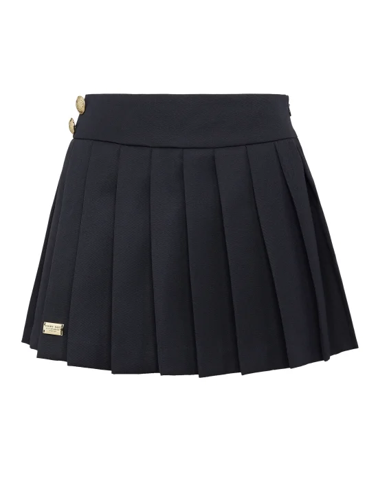Wool Marine Plisse Skirt