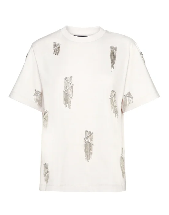 Jersey T-Shirt Man Fit Round Neck SS Fringe