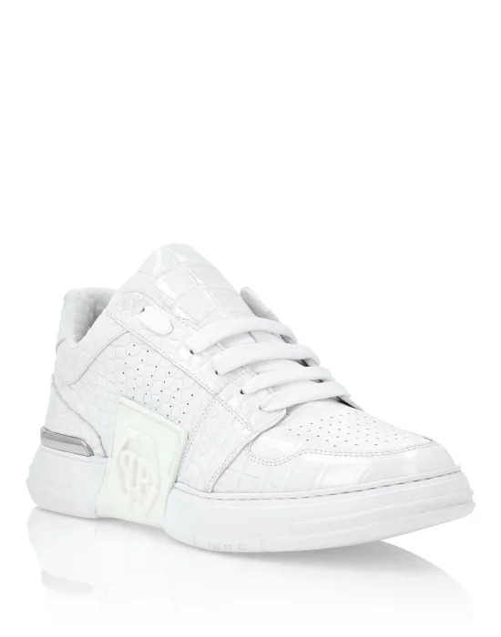 Croco Printed Leather Lo-Top Sneakers Hexagon