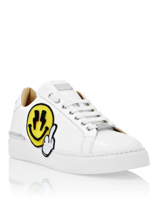 Leather Lo-Top Sneakers Strass Smile