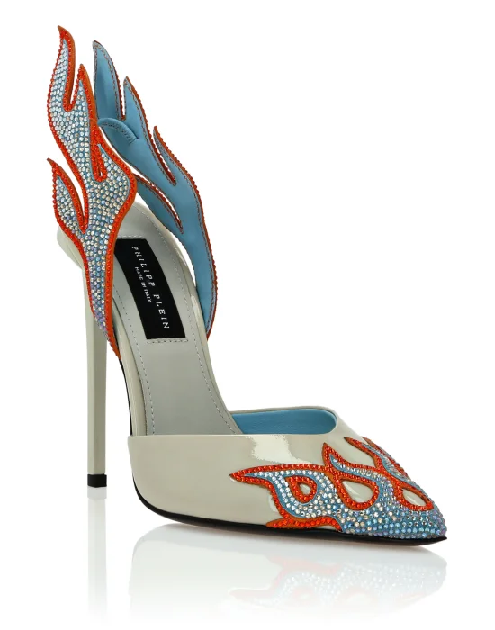 Leather Slingback High Heels 12 Flame
