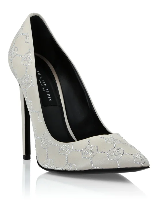 Satin Decollete Hi-Heels Monogram Strass