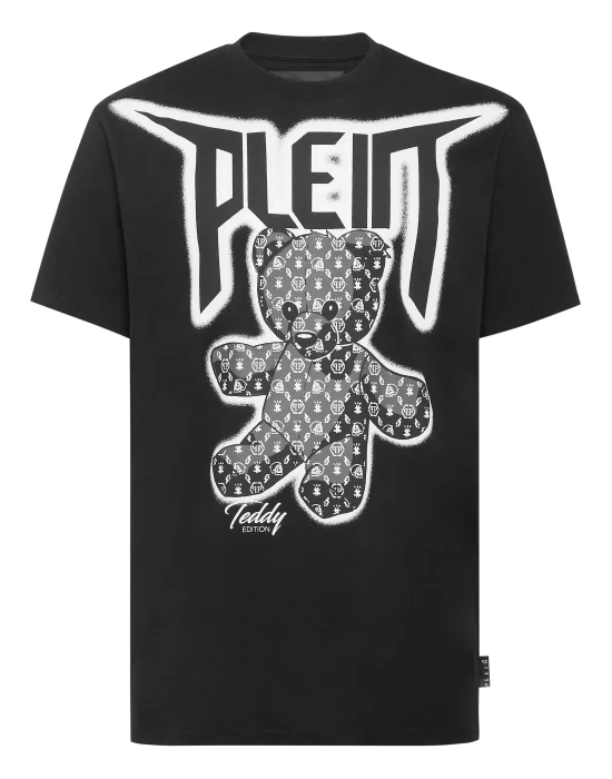 T-shirt Round Neck SS Spray Effect Print Teddy Bear