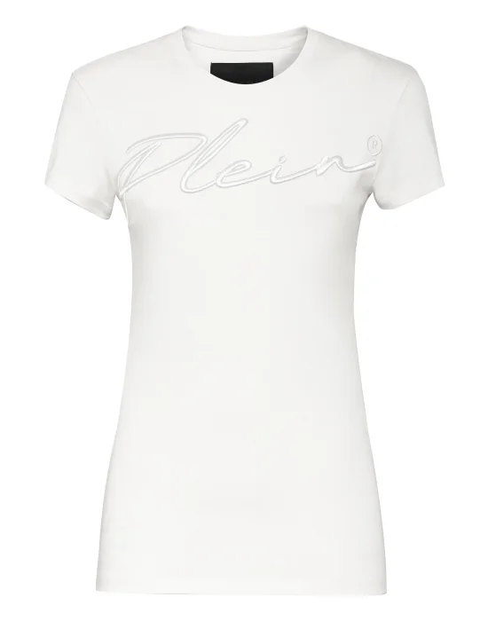 Satin T-shirt Round Neck SS Embroidery Signature