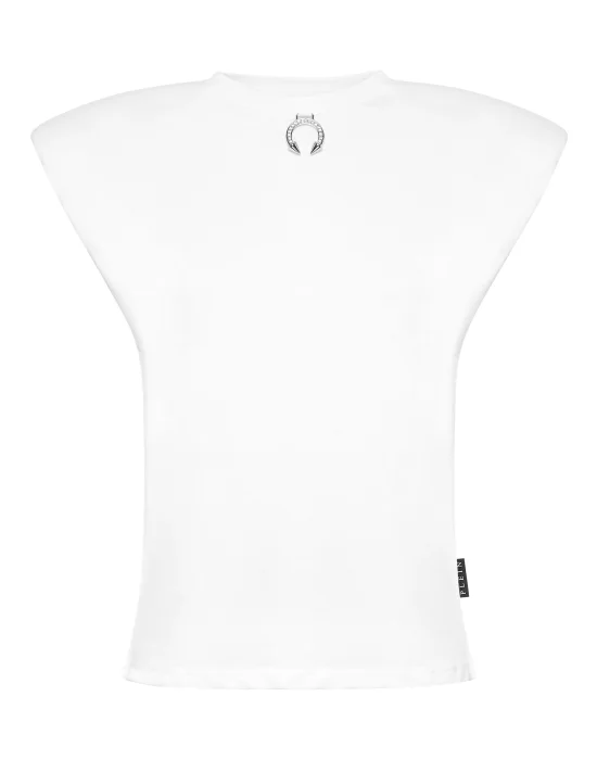 Tank Top Round Neck Piercing With Padded Shoulder