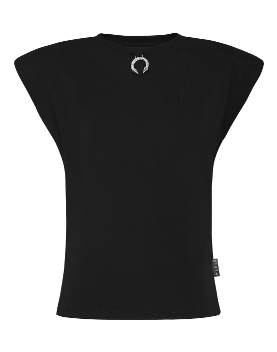 Tank Top Round Neck Piercing With Padded Shoulder