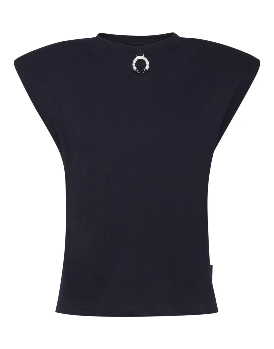 Tank Top Round Neck Piercing With Padded Shoulder