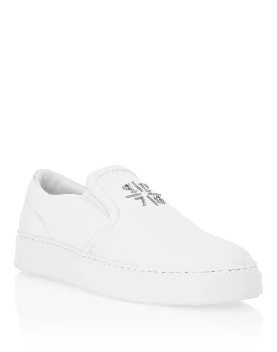 Nappa Leather Slip On Triangle Logo