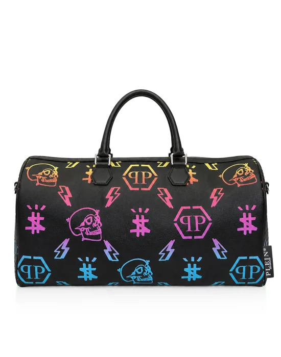 Leather Travel Bag Rainbow Monogram