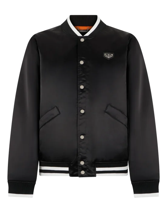 Satin College Bomber Plein Logo