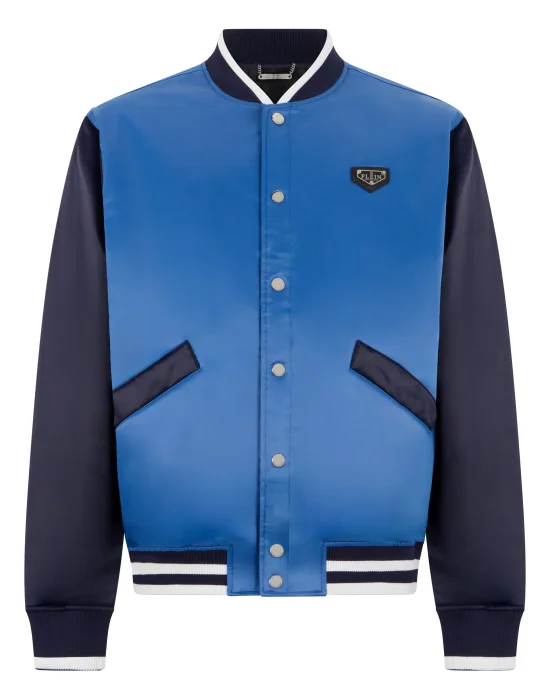 Satin College Bomber Plein Logo