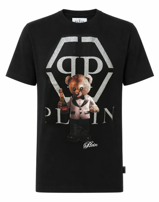 Cotton T-Shirt Teddy Plein Logo