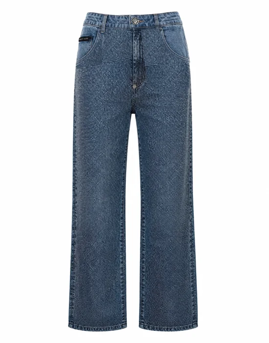 Straight Fit Jeans Full Crystal Strass