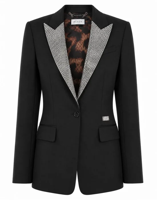 Single Breasted Fit Blazer Crystal Strass