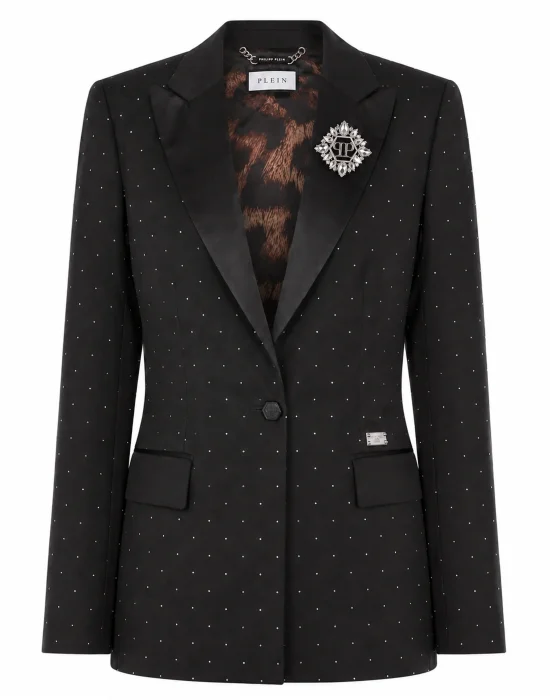 Boyfriend Fit Blazer Crystal Strass